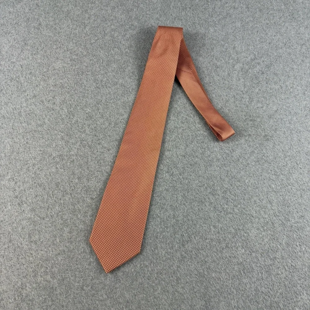 Vintage Unlisted Kenneth Cole Salmon Textured Silk Tie Birdseye 59x3.4